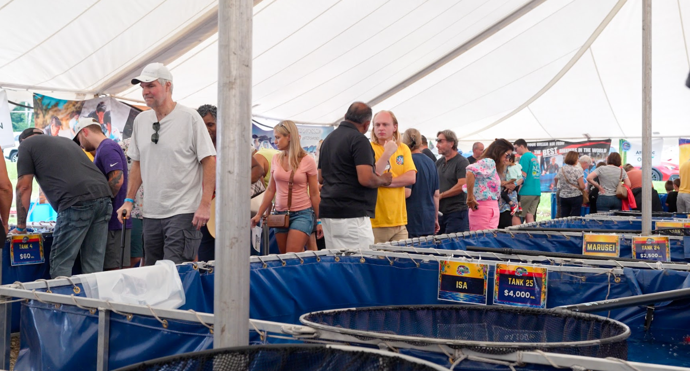 Throughout the property, attendees could explore Japanese koi, watch the koi and goldfish shows, visit industry manufacturers, shop pond products, enjoy food and entertainment, enter giveaways, and spend time with fellow pond and koi enthusiasts.