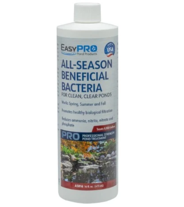 Some pond bacteria and enzyme treatments are formulated to support organic-waste management. Choose products suited to your pond and follow their instructions. For ongoing pond care, we recommend All Season Liquid Bacteria, formulated to help reduce organic muck and support clearer water. Use it alongside regular debris removal and filtration maintenance, following the label&rsquo;s directions for your pond&rsquo;s volume and water conditions.