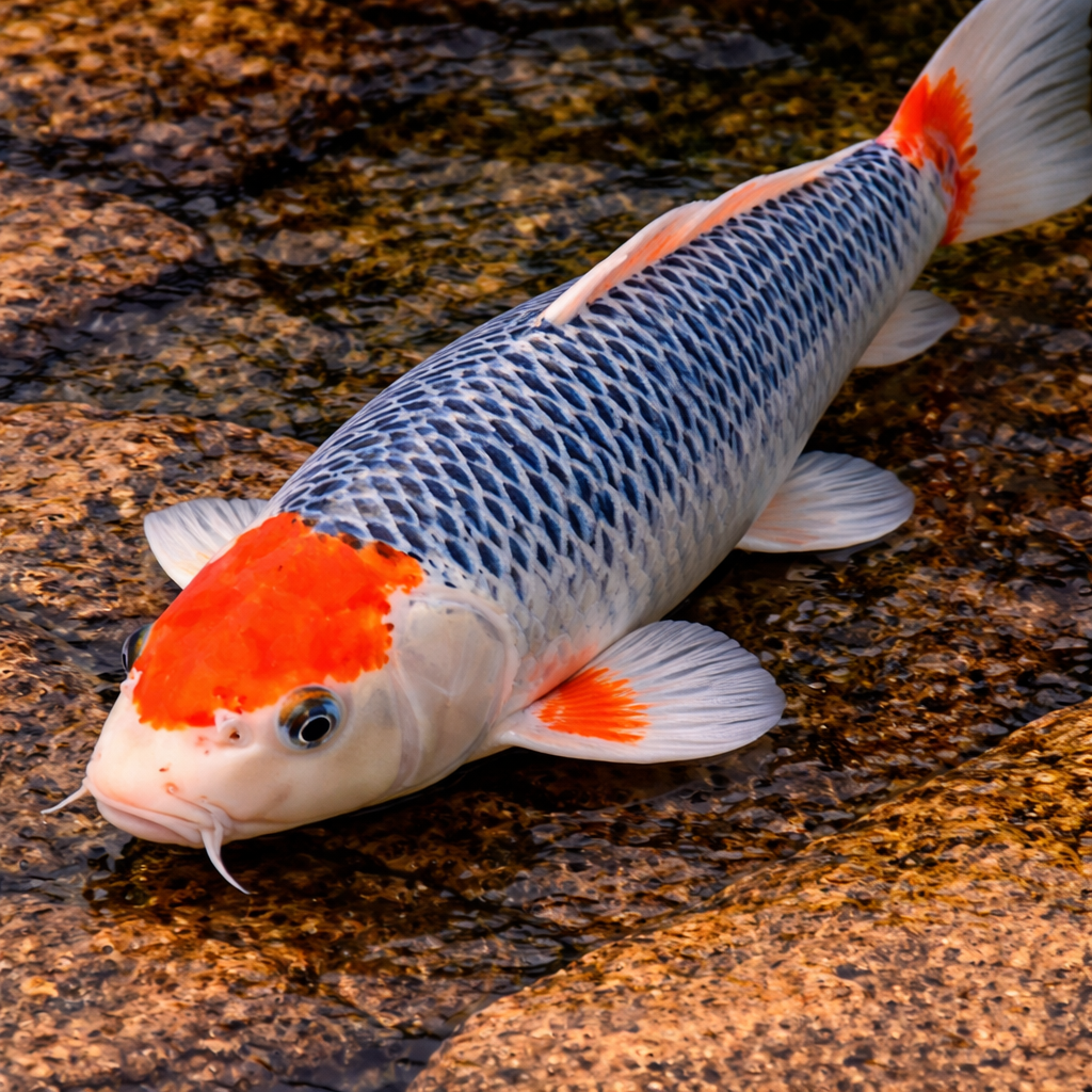 Asagi is one of the older and more traditional koi varieties, recognized for its blue-gray reticulated scaling and red accents. It&rsquo;s a favorite for pond owners who want a quieter, more classic look with a lot of depth.