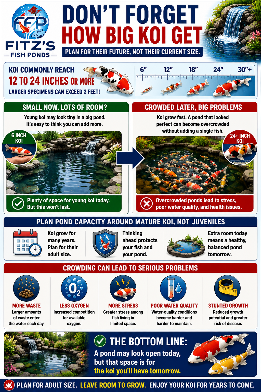 A six-inch koi can make even a modest pond look enormous. Give that fish enough time, proper care, and suitable conditions, and the picture can change dramatically. Koi commonly reach approximately 12 to 24 inches or more, and larger specimens can exceed two feet.