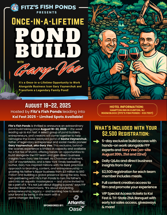 Once-in-a-Lifetime Opportunity to Work Alongside Business Icon Gary Vaynerchuk and Transform a Legendary Family Pond