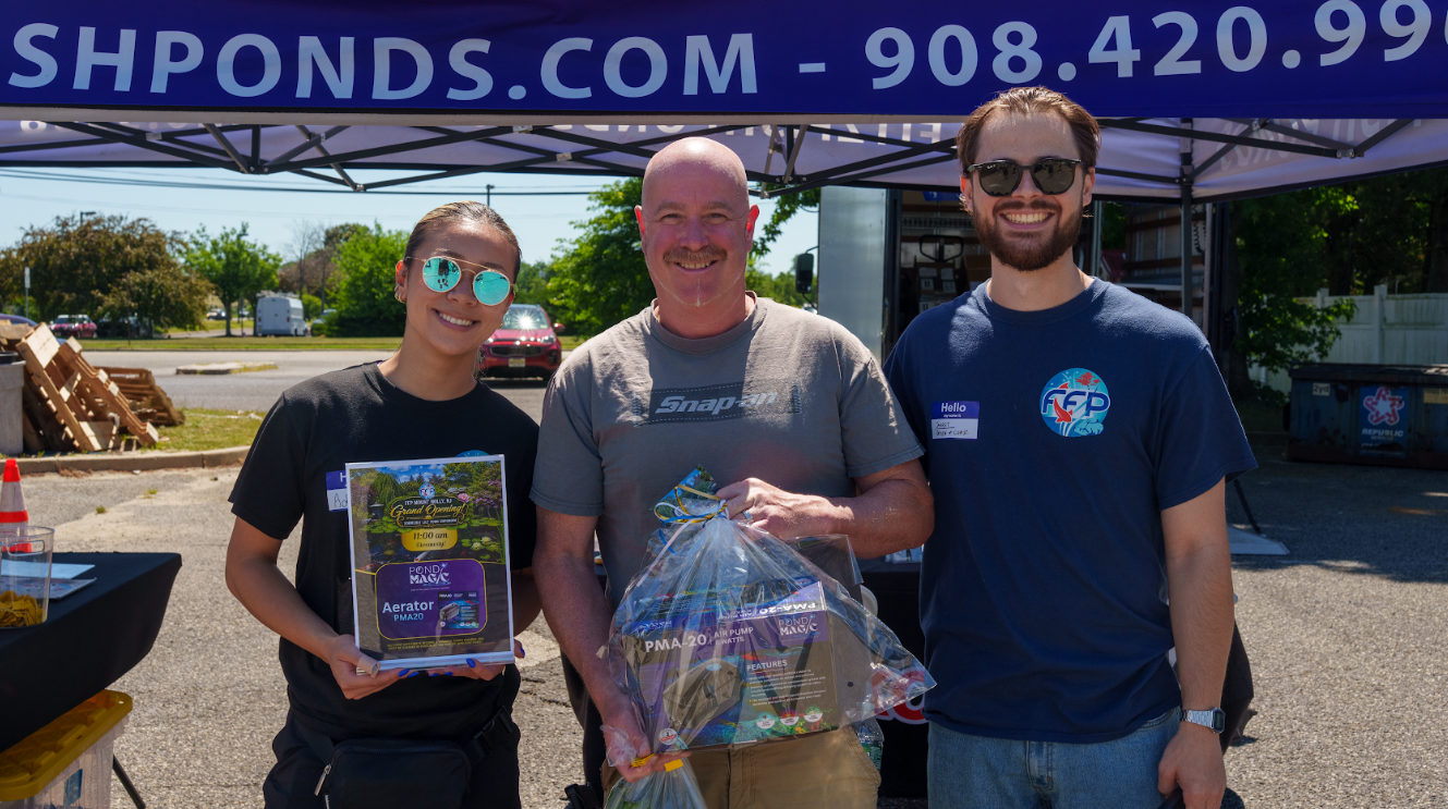 Guests had chances to win everything from FFP merchandise and gift cards to pond equipment, fish food, aquatic plants and koi. Giveaways featured products from brands including Microbe-Lift, Evolution Aqua and Pond Potions, while several lucky attendees went home with Nisai and Sansai koi.